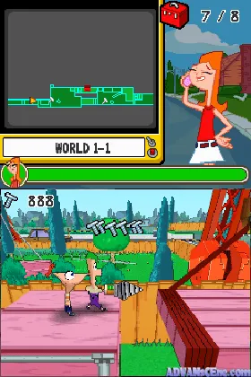 Phineas and Ferb - Ride Again (Europe) (En,De,Es,It,Nl) (NDSi Enhanced) screen shot game playing